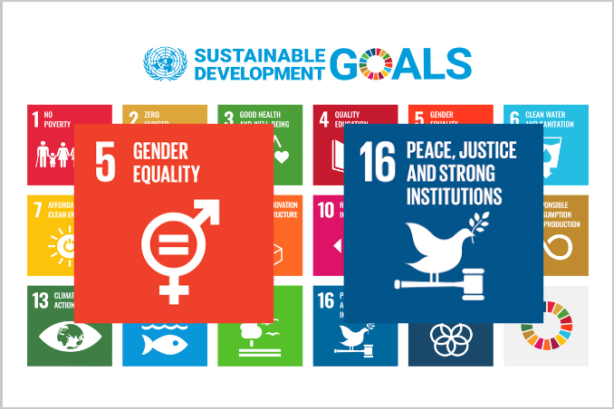 Image card of project with SDG 5 and 16 logos